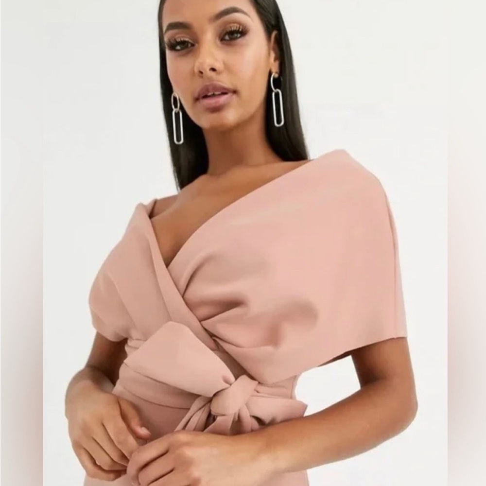 ASOS Petite Fallen Shoulder Jumpsuit in Blush